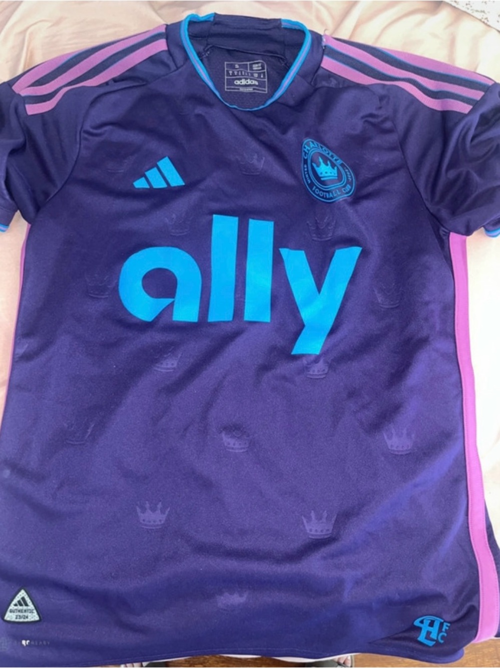 adidas Kids Purple Soccer Jersey with Blue and Pink Accents